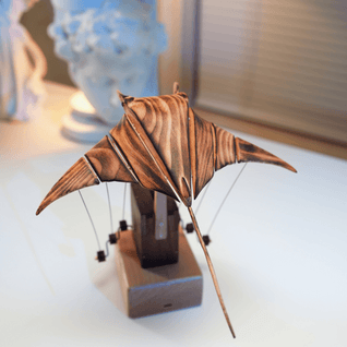 Tommys Handcrafted Wooden Manta Ray Automaton