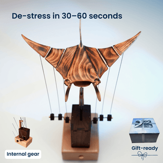 Tommys Handcrafted Wooden Manta Ray Automaton