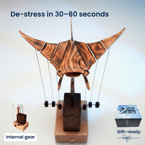 Tommys Handcrafted Wooden Manta Ray Automaton