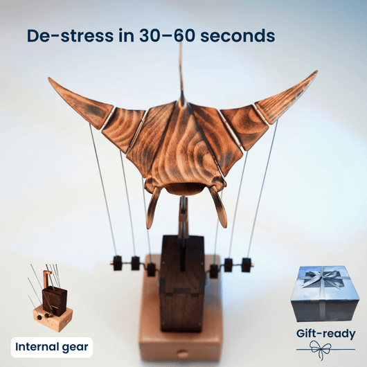 Tommys Handcrafted Wooden Manta Ray Automaton