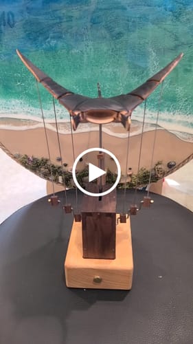 Tommys Handcrafted Wooden Manta Ray Automaton